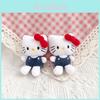 Hello Kitty Plush Keychain With Silver And Gold Keyring For Bag Decoration