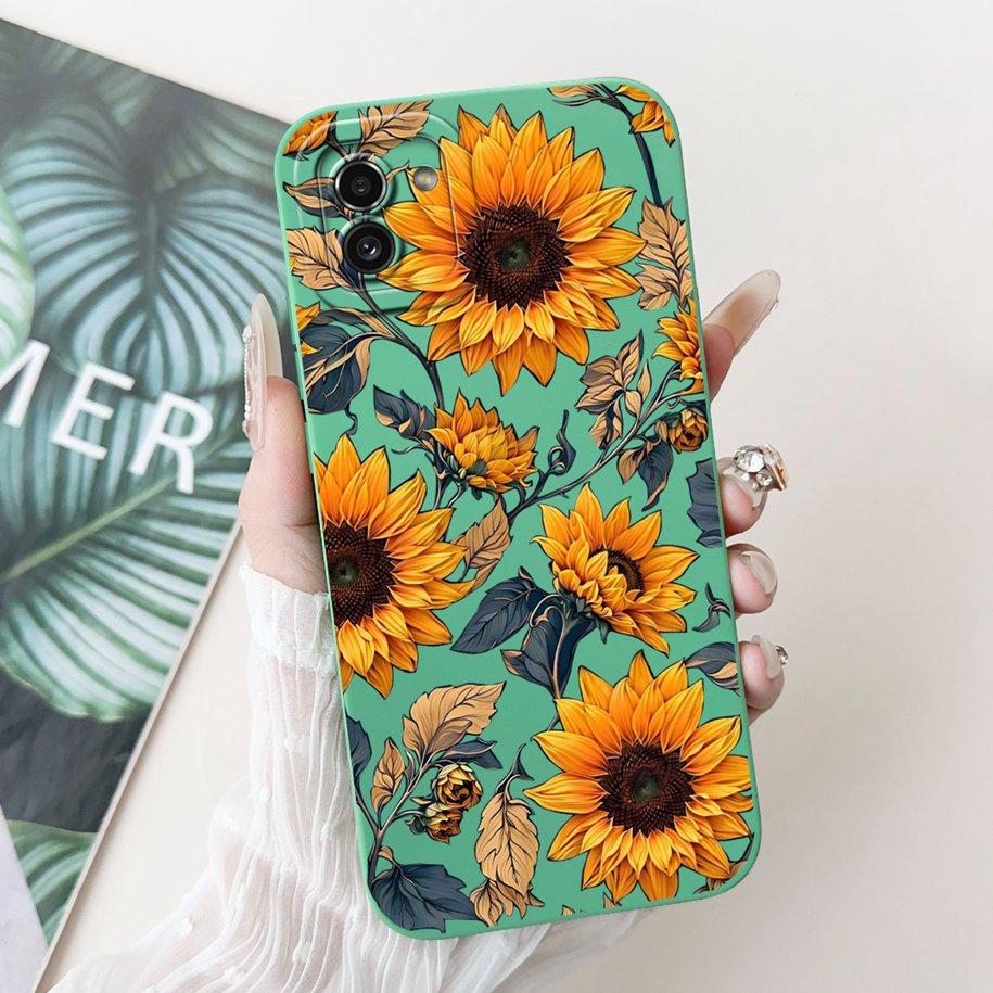 For Samsung Galaxy A03 Case SM-A035F Silicone Cover Popular Flower Lens Protective Bumper For Samsung A03 4G A 03 GalaxyA03 Capa