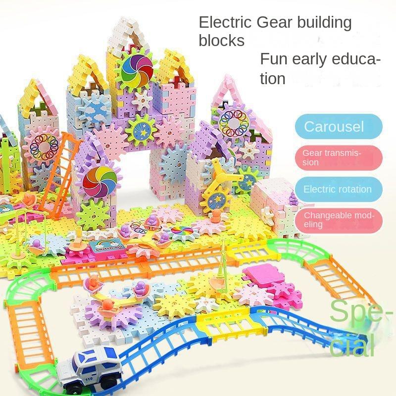 Versatile Electric Rotating Gear Building Block Toys Montessori Block Bricks toys For Children Boys Girl Birthday Gifts