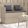 Vidaxl Gartenbank mit Kissen, Hellgrau, Polyrattan