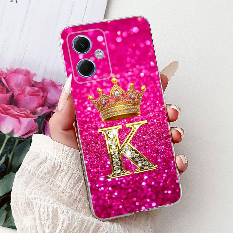 For Xiaomi Redmi Note 12 5G Case Lovely Crown Letters Transparent Silicone Soft Slim Cover For Redmi Note 12 Pro Plus Phone Bags