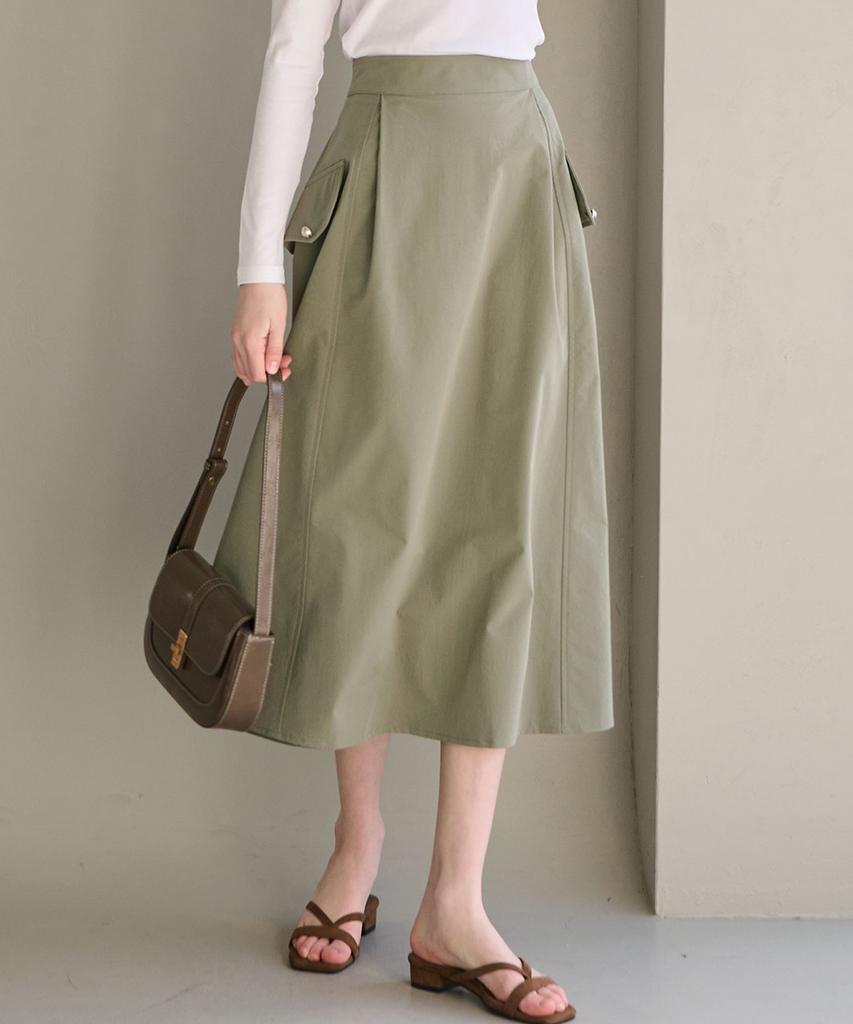 Lucida Rustling Pocket A-Line Skirt_2 Colors