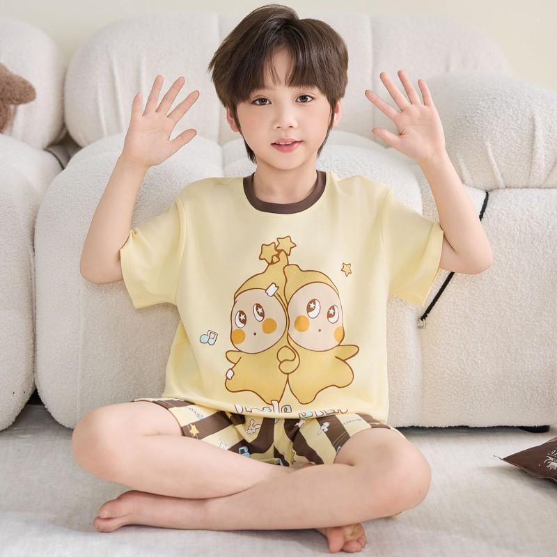Boys Cotton Short Sleeve Cartoon Pajamas Lightweight Sleepwear Kids 8 Years