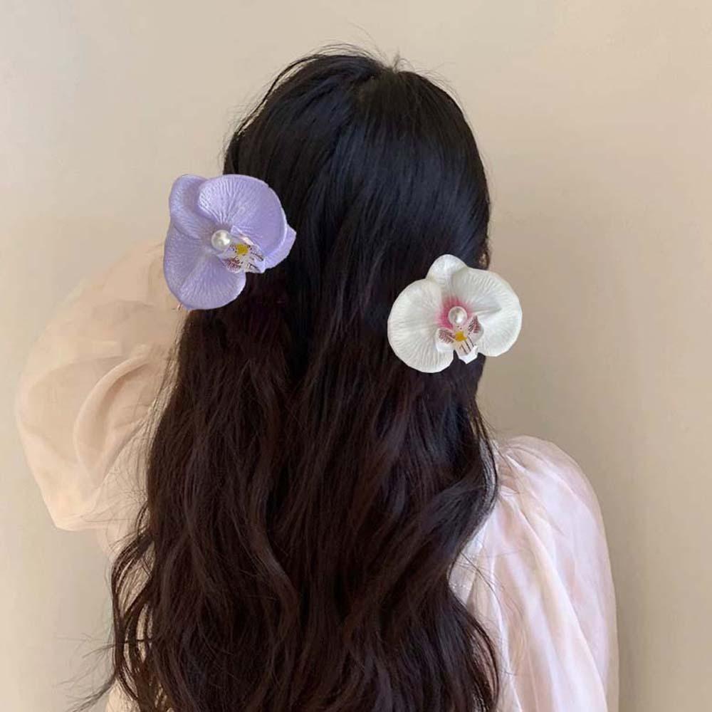 Sweet Orchid Flower Hairpin Thai Style Women Side Clip Butterfly Orchid Hair Clip  Bag Decoration