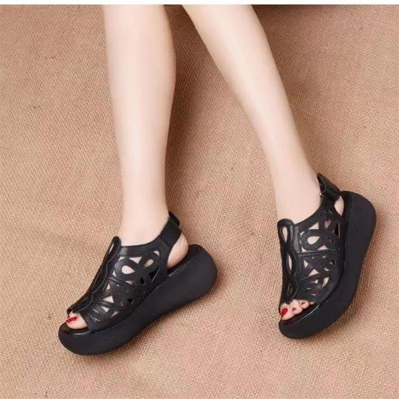 New Style Shoes - Retro Hollow Sandals, Pointed Toe Shoes, Platform Heels, Women's Shoes