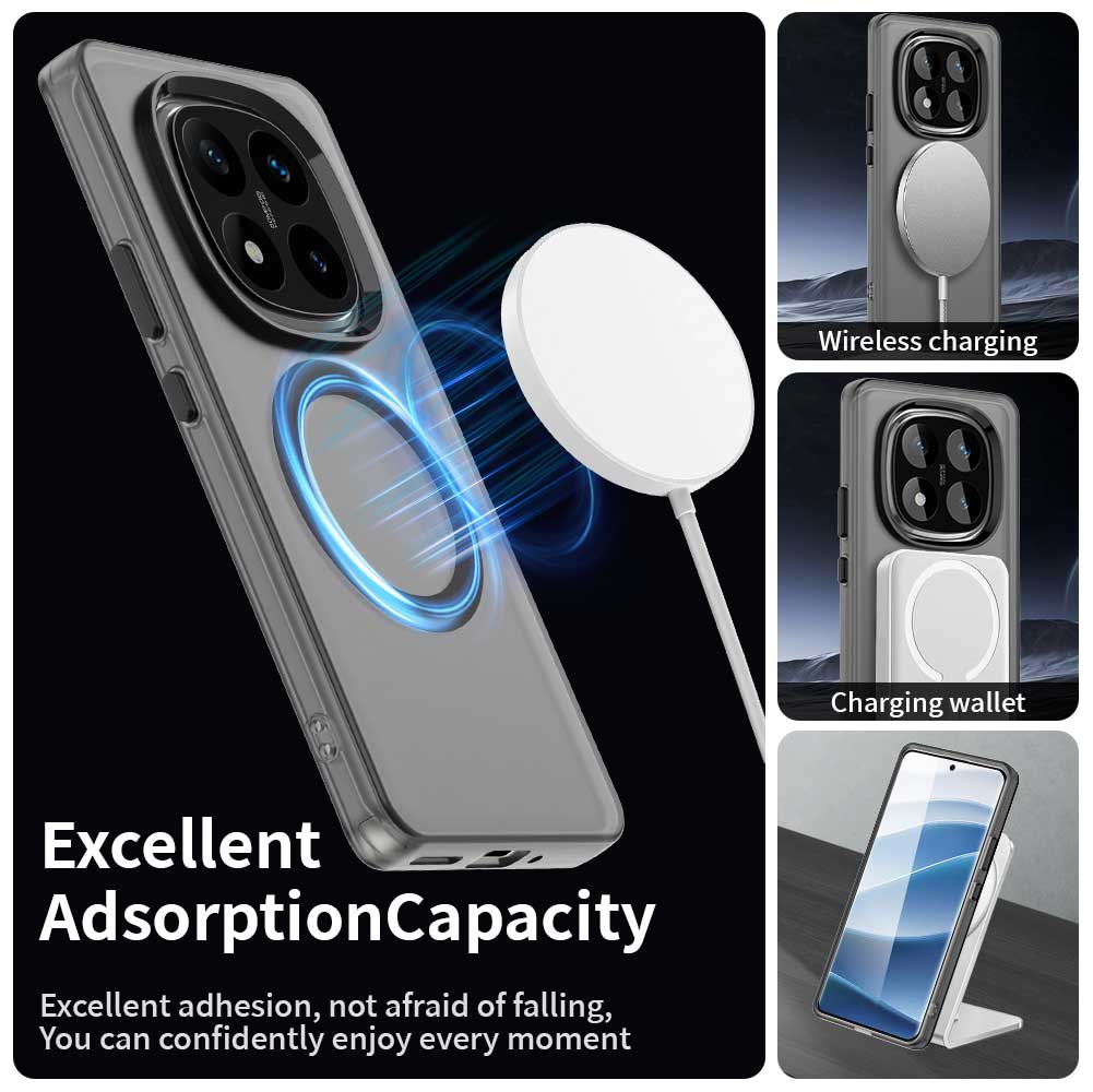 Magnetic Wireless Charging Case For Redmi Note 15 14 Pro 5G Note 14 Pro+ Plus Cover Candy Colors Transparent Back Shell Coque