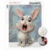 Pearl Painting DIY Kit Surprised Cute Rabbit Design Frameless Shiny Bead Canvas Creative Craft for Home Wall Decor Art Project Gift
