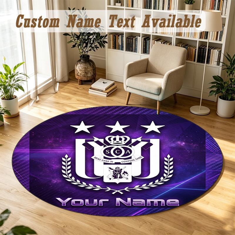 Round Rug Custom NameAnderlecht FC Pattern Non Slip Carpet Home Floor Decor