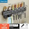Support de rangement de cuisine, support mural multifonctionnel pour couteaux, amovible en acier inoxydable avec plusieurs supports et crochets