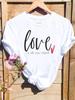 (Asian Size) Graphic Tee Casual T Clothing Print Love Heart Style Trend Cute Female Casual Women's Top Fashion Short Sleeve T-shirt