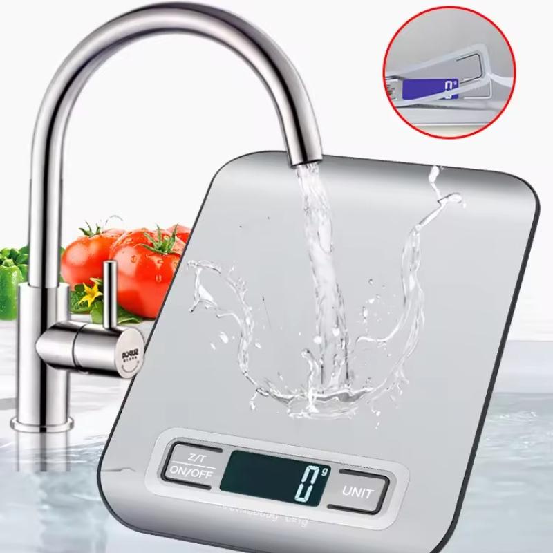 Digitális konyhai mérleg LED kijelző 5kg/1g rozsdamentes acél panel elektronikus mérlegek otthoni ékszerek élelmiszerek rágcsálnivalók,sütőeszközök