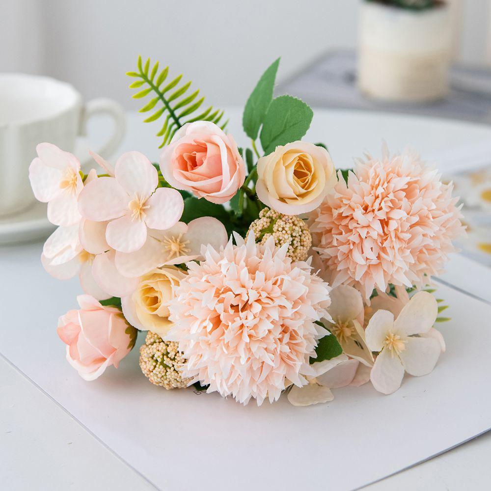 Artificial Flowers Silk Bulbous Chrysanthemum Rose Festival Wreath Wedding Bridal Bouquets Home Vase Sale Diy Gift Box Decor
