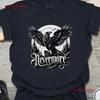 Poe T Shirt Gothic Raven And Floral Mystical Bird For Lovers Of Dark Art Nature Edgar Allan Quote Vintage Homme