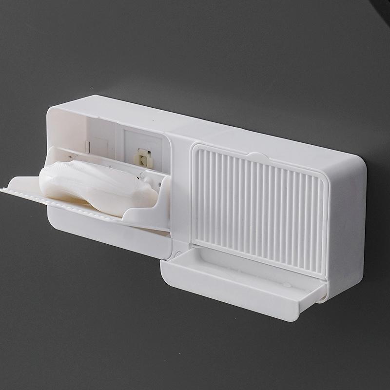 Wall Mounted Soap Box With Lid Double Single Grid Drain Holder Soap Case Bathroom Accessories Decoration Household Soap Dish
