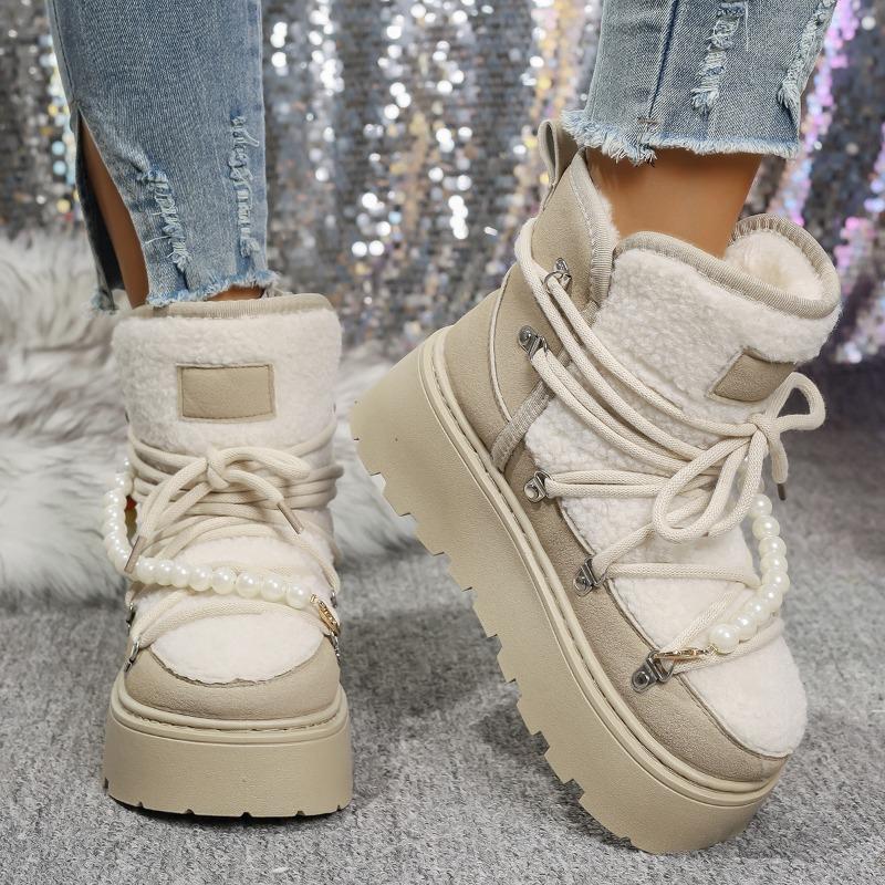 Bottes de Neige à Plateforme Large pour Femmes, Bottines en Daim Rehaussantes, Bottes d'Hiver Polyvalentes pour Femmes en Gros