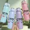 1PC Victory Simple Letter Typography 750ml Color Plastic Sports Water Bottle Leakproof Flip Straw Lid Suitable for Sports Office Home Use