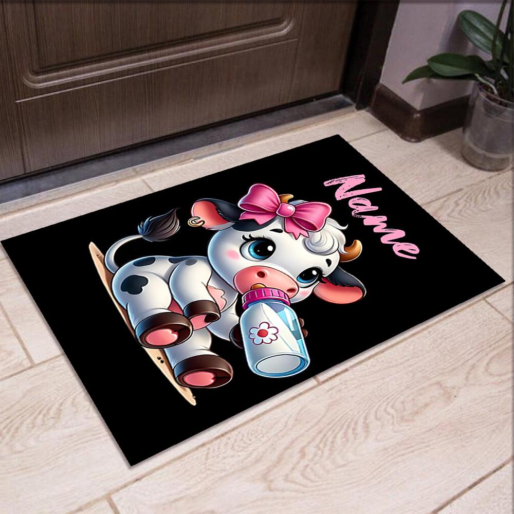 Custom Name Cow Printed Carpet,Rug for Office Chair Living Room Bedroom Kitchen Room Decor Gifts.