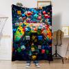 Colorful Game Console Patterns Flannel Printed Blanket Suitable for All Seasons Suitable for Living Room Office Sofa and Travel