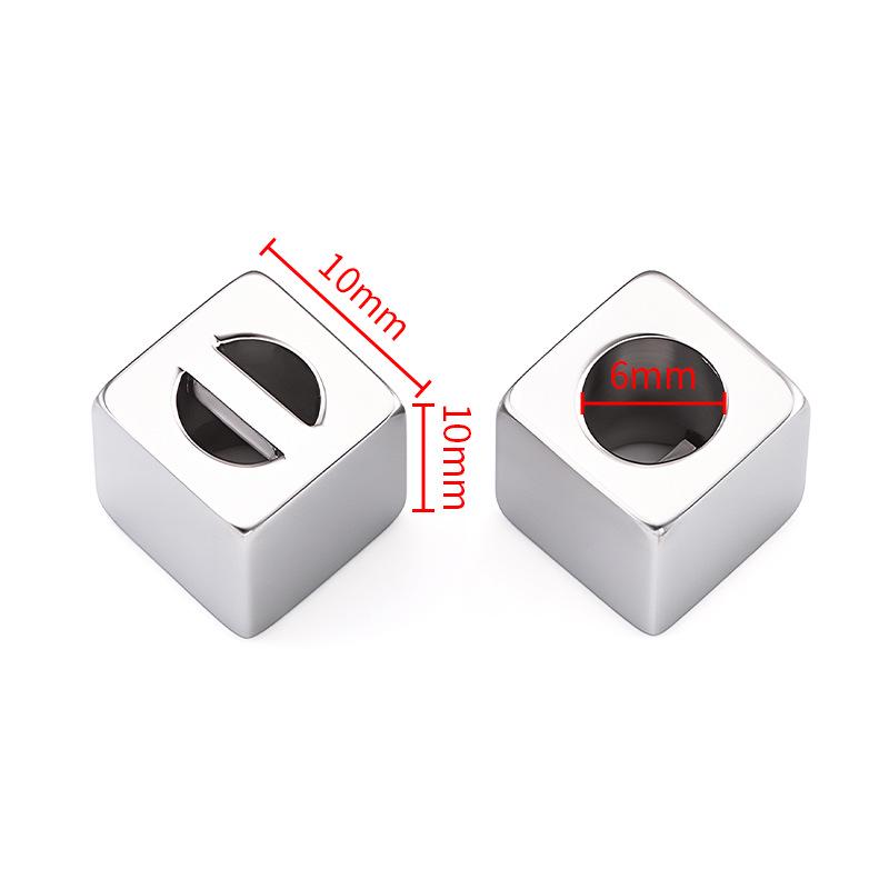 Labubu Polished Stainless Steel Square Pendant Bead for DIY Jewelry - Customizable Logo