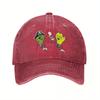 Vintage Qotsa Snake Baseball Cap - Unisex Distressed Washed Black Denim Sun Hat with Fun Cartoon Desig