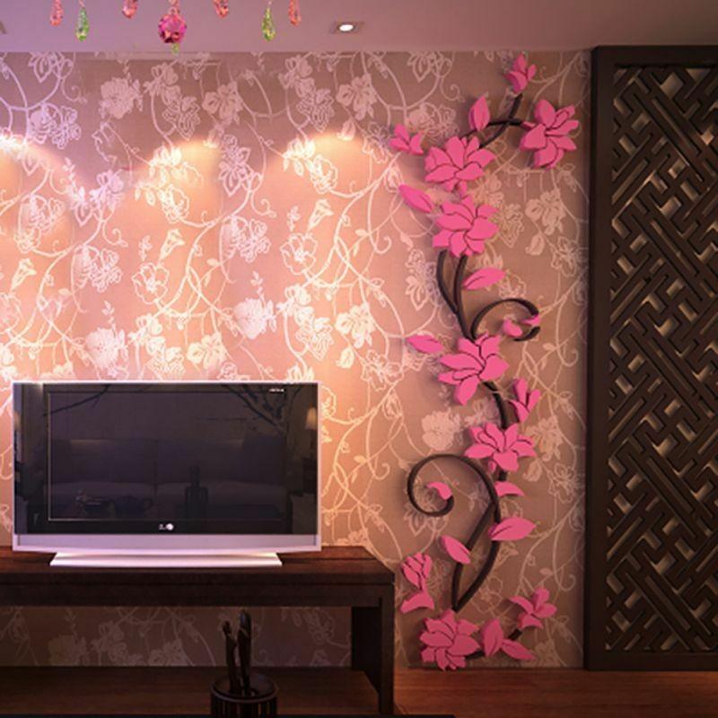 Flower 3d Decal Mirror Wall Sticker Diy Removable Art Mural Home Room Decor Gift