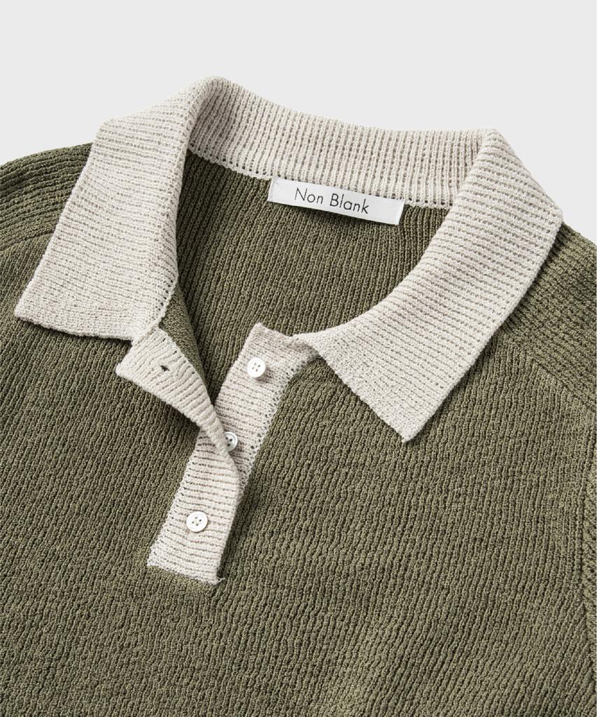 NONBLANK Raglan Half Sleeve Collar Knit_Deep Green