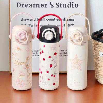 New Girls Thermos Cup 316 Stainless Steel Bouncing Straight Cup Student Straw Water Cup 500ml