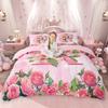 Homewish Girly Cute Pink Duvet Cover Set For Kids Girls Initial Letter A To T Bed Set Chic Floral Flower Quilt Cover Set