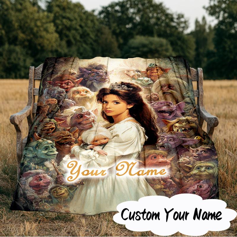 Custom Name Fantasy Labyrinth Adventure Blanket Ideal Bedding Blanket Perfect for Travel, Camping, Living Rooms, Offices, Sofas, Fan Christmas Gift