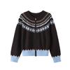 Damen Retro Fair Isle Jacquard Strickjacke