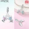 Exquisite Original Charms Copper Green Zircon Flower Bird Heart Wings Beads Fit Bracelet Women Jewelry Diy Gifts