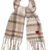 GRAVER [TASCHE&ACC] Herz Smile Bestickter Karomuster Schal_Beige