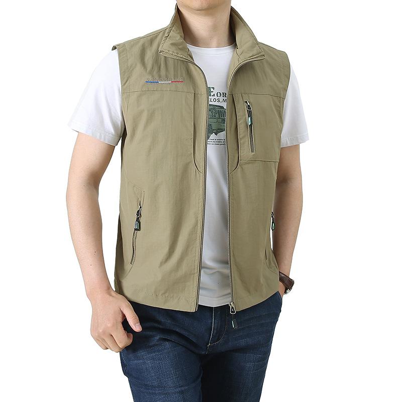 Multi-pocket Workwear Vest Spring and Autumn New Casual Vest Men's Outdoor Stand-up Collar Fishing Photography Casual Top