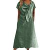 Women Midi Dress Decorated Collar Straps Short Sleeve Dress Solid Color Loose Fit Summer Casual Dress
