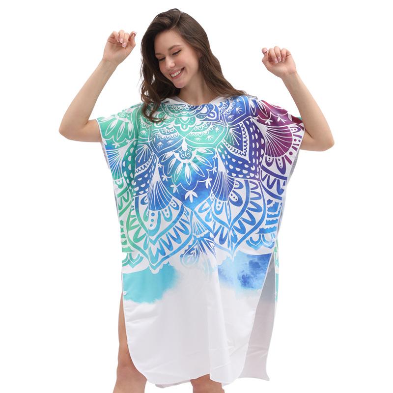Microfiber Poncho Towel Surf Beach Wetsuit Changing Towel Bath Robe with Hood Watersports Activities Adults Men Women