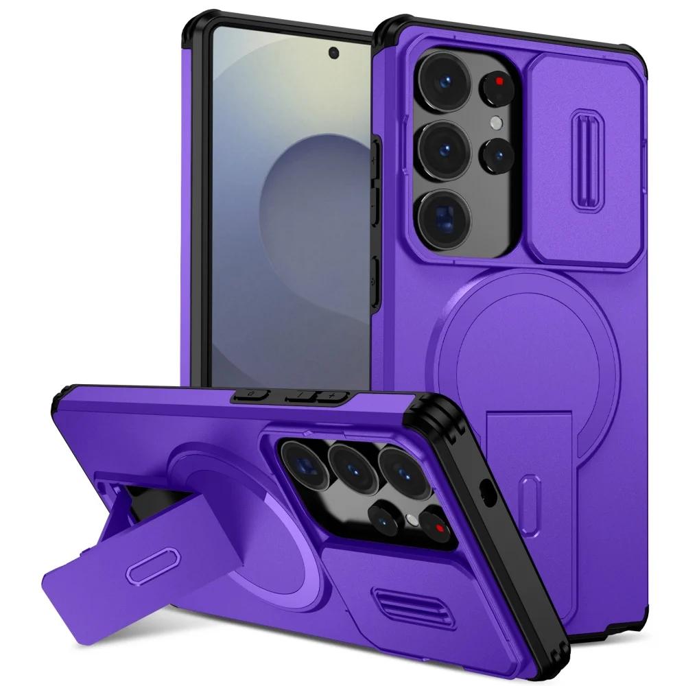 Armor Slide Kamera Schutz Magnetischer Halter Hülle Für Samsung S25 S24 Ultra Plus S24FE S25FE S25 Edge A56 A36 A26 A16 A17 Abdeckung