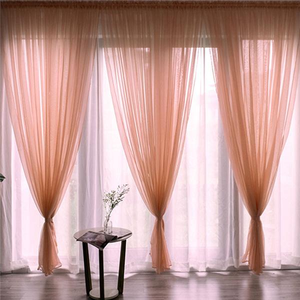 Perdele din tul alb albastru pentru decorarea camerei de zi Modern Terylene șifon Draperie din fire Perdele din voal transparent solid Perdele fereastră de bucătărie 20 de culori