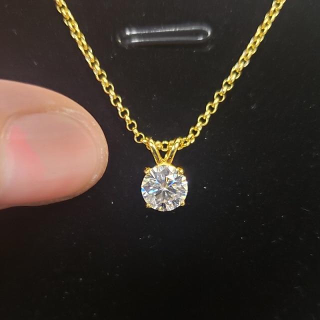 Real 1 Carat D Color Moissanite Pendant For Women 18k Gold Plated 100 %925 Sterling Silver Wedding Party Fine Jewelry Gift