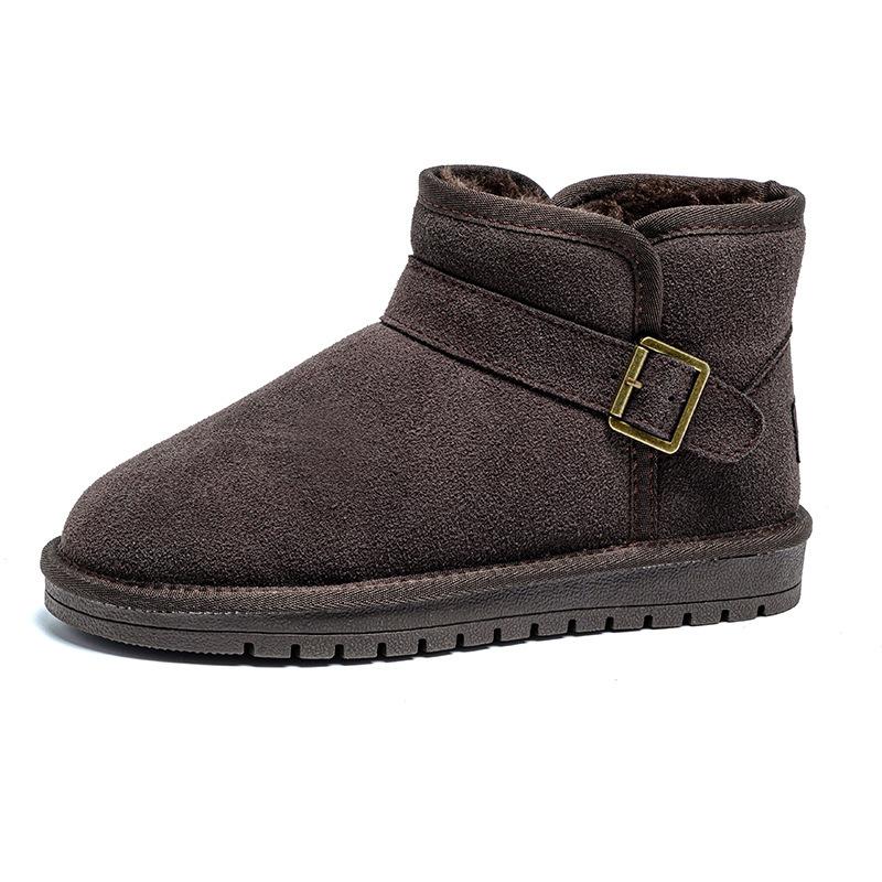 Bottes de neige à fourrure intégrée pour hommes et femmes, hiver, épaissies, chaudes, imperméables, antidérapantes, chaussures en velours et coton, grandes chaussures en coton