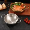 Stainless Steel Korean Style Shallow Pot with Dual Handles for Cooking Soup Noodles Stews and Stir Fry Dishes Home Kitchen Use