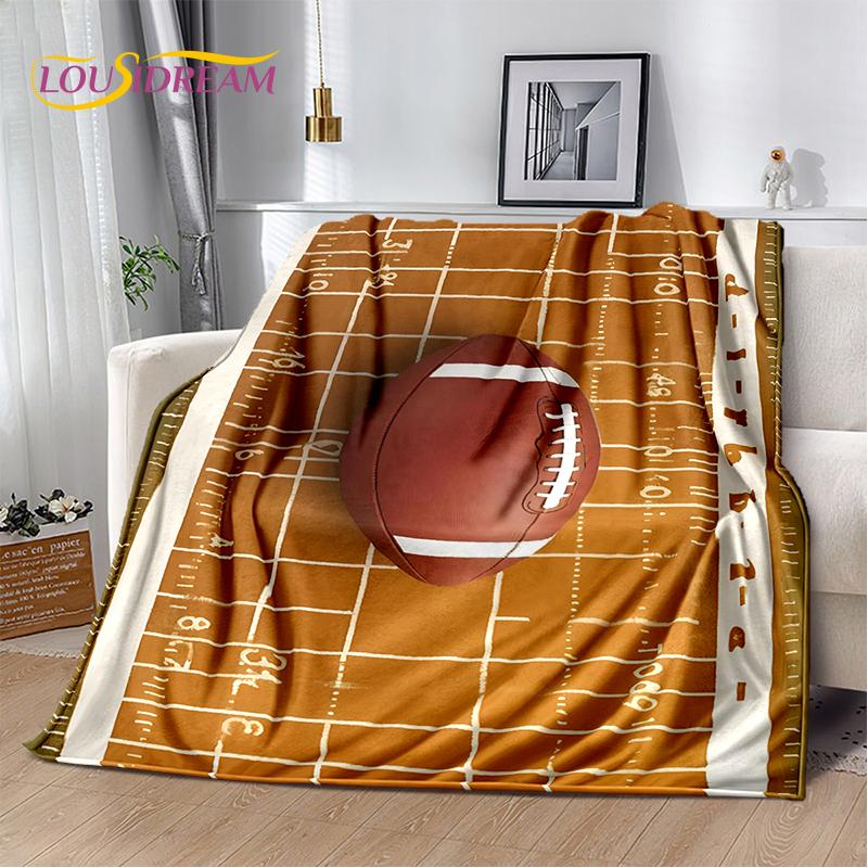 2025 Rugby Field Rugby American Football Cartoon Soft Blanket,Soft Throw Blanket for Home Bedroom Bed Sofa Travel Cover Child