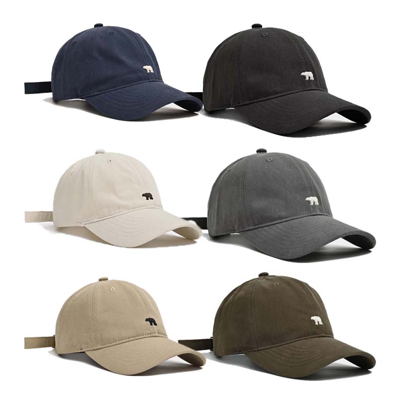 Outdoor Fashionable Unisex Retro Polar Bear Embroidered Baseball Cap New style Versatile Big Head Circumference Duckbill cap
