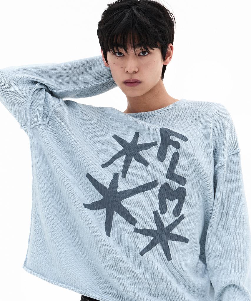 FILLUMINATE Flm Graphic Knit Pullover - Sky Blue