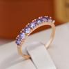 Fashion Half Claw Round Purple Zircon Metal Rings Gold Color Women Party Daily Jewelry