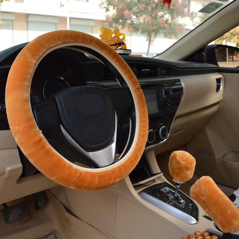 Teplý kožušinový poťah na volant do auta Univerzálne plyšové poťahy na volant do auta