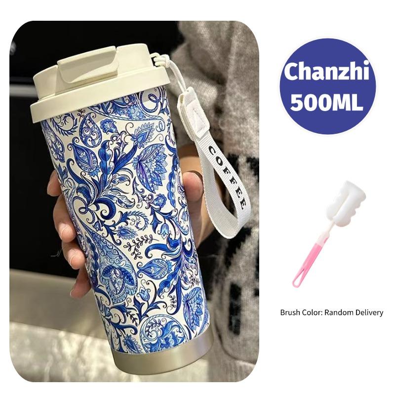 500ML Stainless Steel Dual Drink Design Thermo Cafe Coffee Mug Car Thermos Mug Leakproof Travel Thermo Cup for Tea Water Coffee