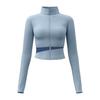 Women's Workout Jacket Full Zip Up Cropped Yoga Jacket Long Sleeve Slim Fit Athletic
