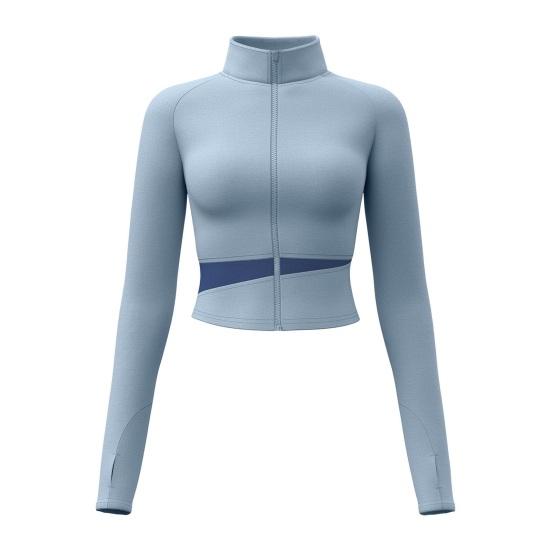 Women's Workout Jacket Full Zip Up Cropped Yoga Jacket Long Sleeve Slim Fit Athletic