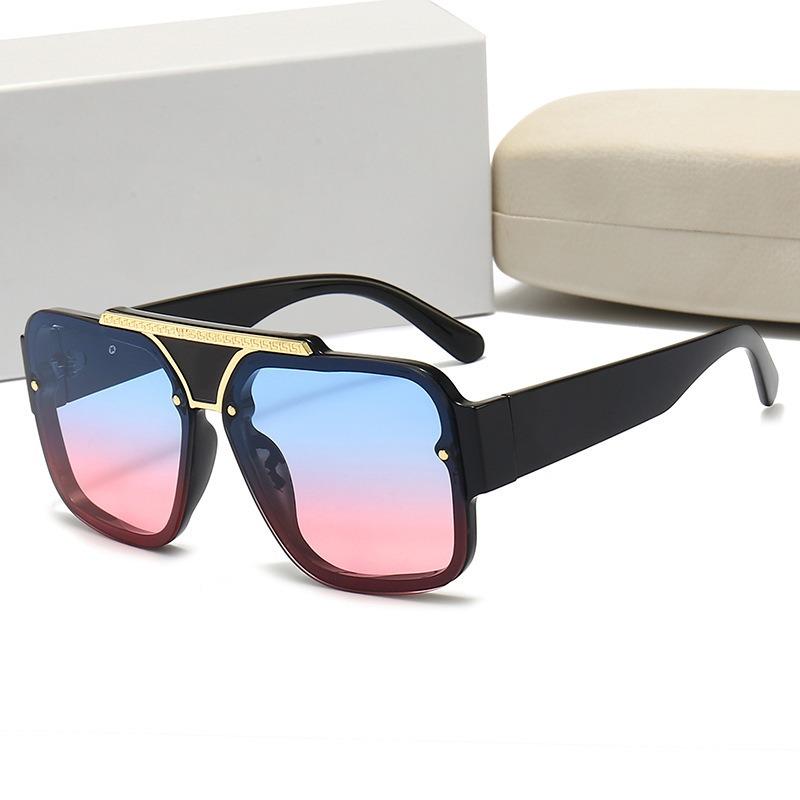 Tendance Lunettes de Soleil Aviateur Surdimensionnées pour Femmes Lunettes de Vue Design pour Hommes Lunettes à Monture Large Vintage Lunettes de Soleil Punk pour Conduire UV400 Gafas De Sol