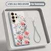 INS Bloemenpatroon Hoesje Voor Samsung S26 Ultra S25 FE S24 S24 Plus A57 A37 A17 A56 A36 A16 A55 A35 A15 A54 5G Hybride Magnetische Mat Zwart